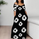 Casual Printed Off Shoulder Long Dresses