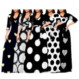 Casual Polka Dots Print V Neck Maxi Dresses