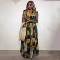 Casual Print Patchwork V Neck Regular Sleeveless Jumpsuits