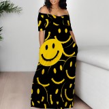Casual Printed Off Shoulder Long Dresses