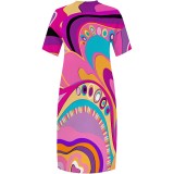 Custom 1 Piece Plus Size Casual Printed V Neck Maxi Dresses