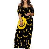 Casual Printed Off Shoulder Long Dresses