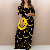 Casual Printed Off Shoulder Long Dresses