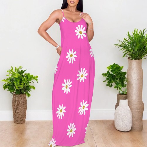 Casual Printed Straps Long Dress