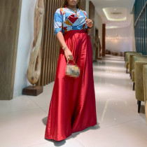 Casual Short Sleeve Printed Shirt Casual Loose African Wide Leg Suit