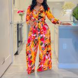 African Pants Set Women 2 Piece Sets Matching Sets Printed Top and Pants
