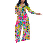 African Pants Set Women 2 Piece Sets Matching Sets Printed Top and Pants