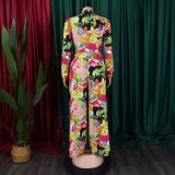 African Pants Set Women 2 Piece Sets Matching Sets Printed Top and Pants