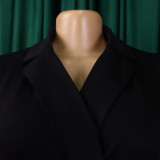Plain Sleeveless Waist Chain Lapel African Wrapped Straight Leg Jumpsuit