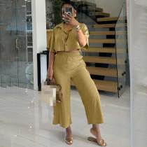 Button me Down Wide-leg Anklet Set