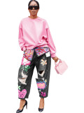 Fashion Hot Drilling Printed Ripped Jeans