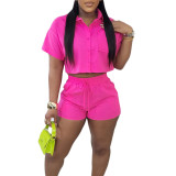 Women's Clothes Solid Short Sleeve T-Shirt Shorts Two-Piece Set