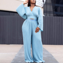 Autumn Floral Print Design Africa Wear Pleated Breathable Two Pieces set