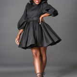 Fashion Bubble Sleeve Waist Up Dress