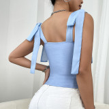 2024 Summer Spicy Girls Vest  Tie Strap Slim Solid Sexy Corset Top