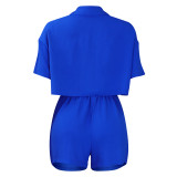 Women's Clothes Solid Short Sleeve T-Shirt Shorts Two-Piece Set