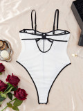 Sexy Lingerie Splicing Stripes Hollow One-piece Triangle Teddies