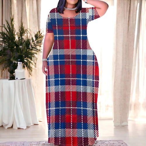 1 Piece Custom Plus Size Casual Print Long Sleeve Maxi Dresses