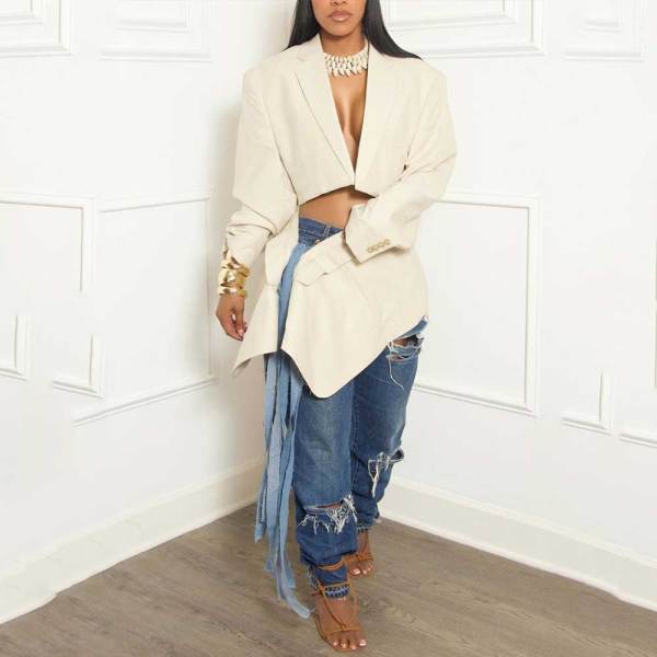 Classic Denim like Vintage Two piece Suit Denim fringe