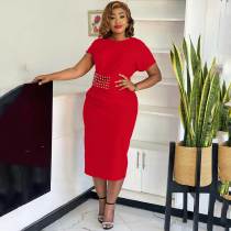 Elegant Batwing Sleeve Midi Dress