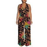 Sexy Print Halter Backless Maxi Dresses