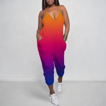 Sexy Gradient Color Print Straps One-Piece Jumpsuits