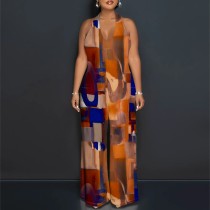 Sexy Print Halter Backless Maxi Dresses