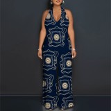Sexy Print Halter Backless One-Piece Jumpsuits