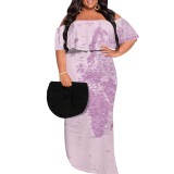 1 Piece Custom African Map Print Off Shoulder Long Plus Size Dress