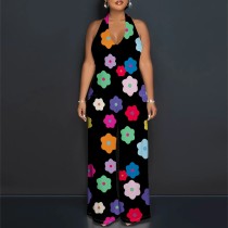 Sexy Print Halter Backless One-Piece Jumpsuits