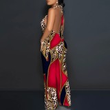 Sexy Print Halter Backless Maxi Dresses