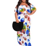 1 Piece Custom African Map Print Off Shoulder Long Plus Size Dress