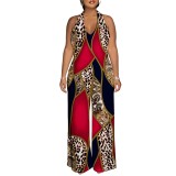 Sexy Print Halter Backless Maxi Dresses