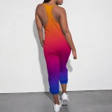 Sexy Gradient Color Print Straps One-Piece Jumpsuits