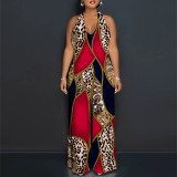 Sexy Print Halter Backless Maxi Dresses