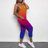 Sexy Gradient Color Print Straps One-Piece Jumpsuits