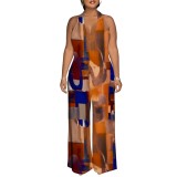 Sexy Print Halter Backless Maxi Dresses