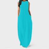 1 Piece Custom Fashion Solid Sleevelss Maxi Dresses