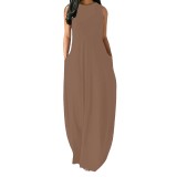 1 Piece Custom Fashion Solid Sleevelss Maxi Dresses