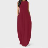 1 Piece Custom Fashion Solid Sleevelss Maxi Dresses