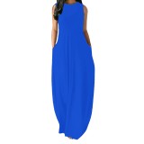 1 Piece Custom Fashion Solid Sleevelss Maxi Dresses