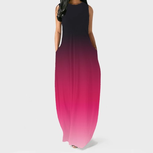 1 Piece Custom Fashion Gradient Color Sleevelss Maxi Dresses