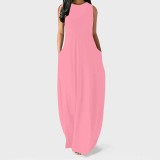 1 Piece Custom Fashion Solid Sleevelss Maxi Dresses