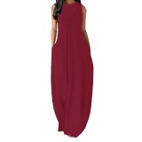 1 Piece Custom Fashion Solid Sleevelss Maxi Dresses