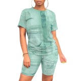 1 Piece Custom Casual Printed 2 Piece Short Set
