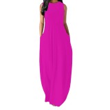 1 Piece Custom Fashion Solid Sleevelss Maxi Dresses
