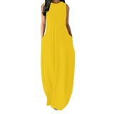 1 Piece Custom Fashion Solid Sleevelss Maxi Dresses