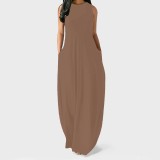 1 Piece Custom Fashion Solid Sleevelss Maxi Dresses