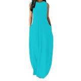 1 Piece Custom Fashion Solid Sleevelss Maxi Dresses