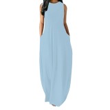 1 Piece Custom Fashion Solid Sleevelss Maxi Dresses